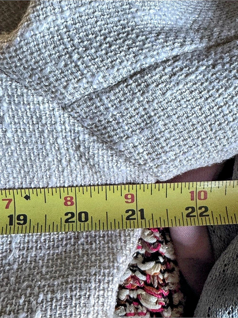 Cream Tweed Double Breasted Gold Button Blazer and Blue Striped Sweater - Picture 10 of 11